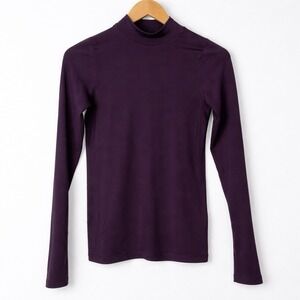 Athleta Renew Seamless Ribbed Mock Neck Long Sleeve Top Purple Size M